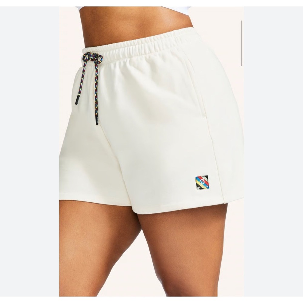 Peloton Women's Sweat‎ Shorts Drawstring  Cream Cotton Blend Athletic Large